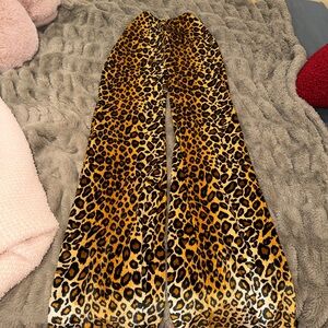Leopard Print Wide-Leg Pants - Golden Yellow